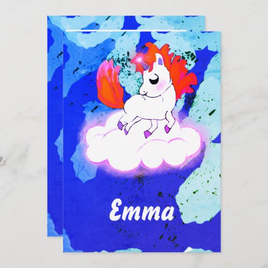 Happiness cute magic unicorn einladung (Vorne/Hinten)