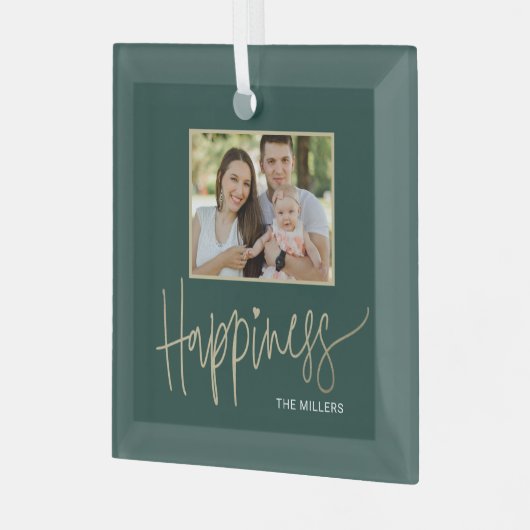 Happiness Editable Color Custom Foto Ornament (Vorderseite links)