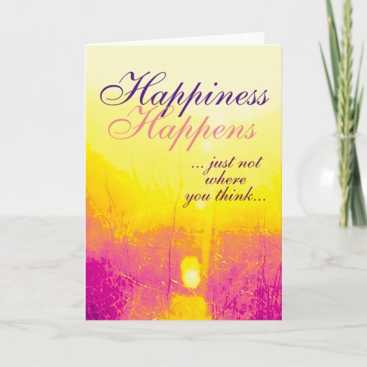 "Happiness Happens" Magenta Gelbe Abstrakte Kunst Karte (Vorderseite)