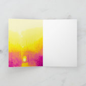 "Happiness Happens" Magenta Gelbe Abstrakte Kunst Karte (Innenseite)