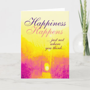 "Happiness Happens" Magenta Gelbe Abstrakte Kunst Karte