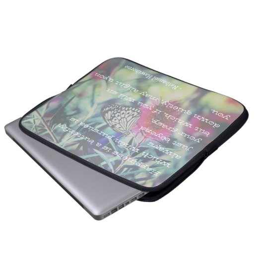 Happiness is a Butterfly - Inspiring Quote Laptopschutzhülle (Vorne Knopf)