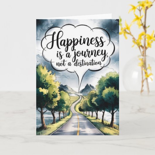 "Happiness is a Journey" Quote Card Karte (Gelbe Blume)