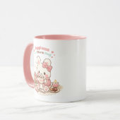 Happiness is a Warm Mug Cute Bunny Rabbit Pink Tasse (Vorderseite Links)