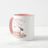 Happiness is a Warm Mug Cute Puppy Dog Pink Mug Tasse (Vorderseite Links)
