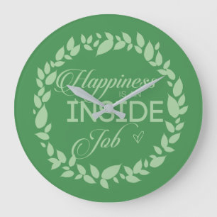 Happiness Is An Inside Job Green Wreath Große Wanduhr
