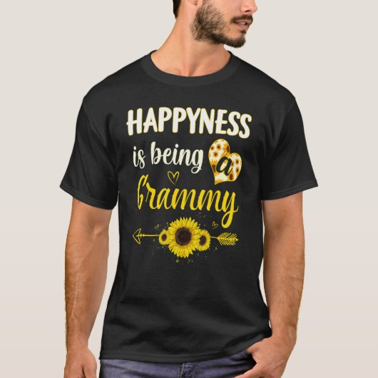 Happiness Is Being A Grammy Sunflower Grandma Moth T-Shirt (Vorderseite)