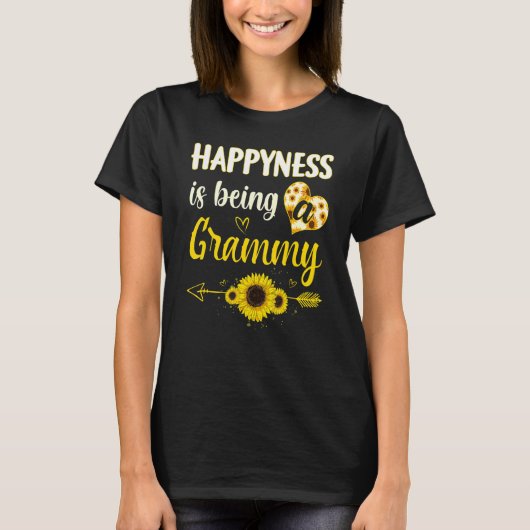 Happiness Is Being A Grammy Sunflower Grandma Moth T-Shirt (Vorderseite)