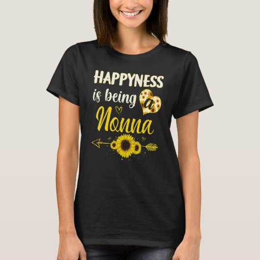 Happiness Is Being A Nonna Sunflower Grandma Mothe T-Shirt (Vorderseite)