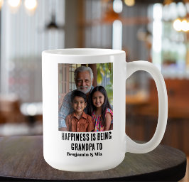 Happiness is Being Grandpa to Name Family Photo  Kaffeetasse