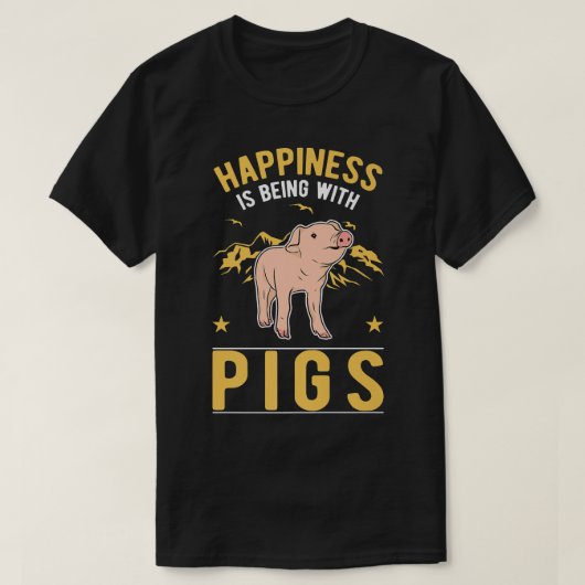 Happiness is being with Pigs Premium  T-Shirt (Design vorne)