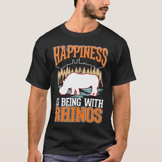 Happiness is being with Rhinos T-Shirt (Vorderseite)