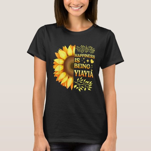 Happiness Is Being Yiayia Grandma To Be Sunflower  T-Shirt (Vorderseite)