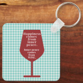 Happiness Is Wine Funny Quote Word Art Schlüsselanhänger (Rückseite)