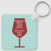Happiness Is Wine Funny Quote Word Art Schlüsselanhänger (Rückseite)