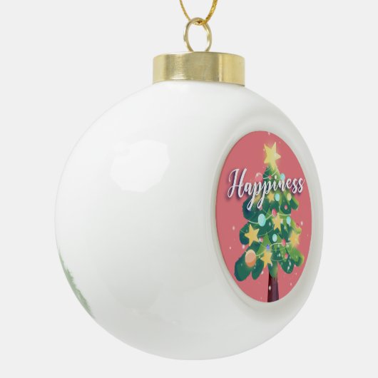 Happiness Karton Weihnachtsbaum Rosa Ornament (Links)