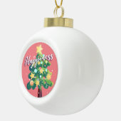 Happiness Karton Weihnachtsbaum Rosa Ornament (Rechts)