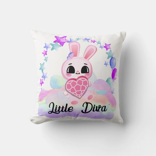 Happiness magic sweet bunny in the rainbow kissen (Vorderseite)