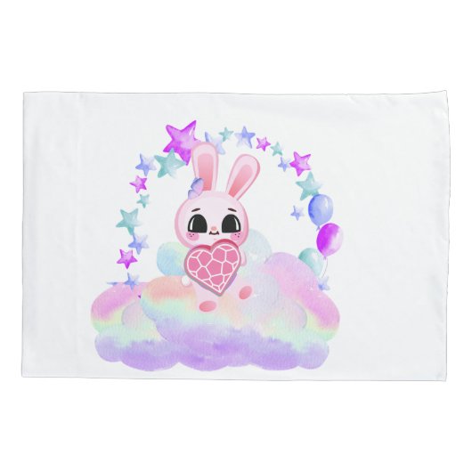 Happiness magic sweet bunny in the rainbow kissenbezug (Rückseite)