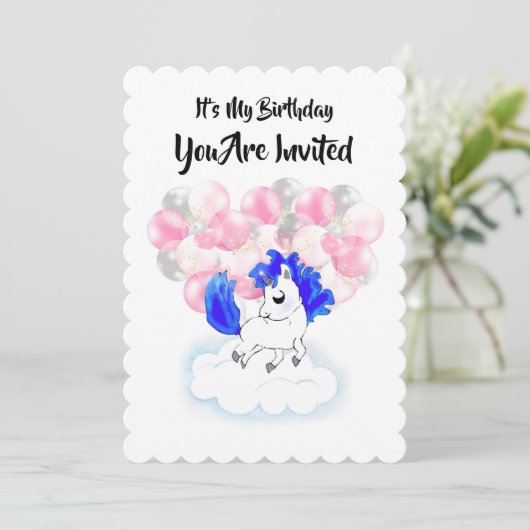 Happiness magic unicorn einladung (Stehend Vorderseite)