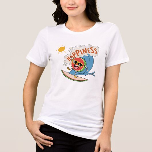 Happiness Watermelon T-shirt – Surf & Summer Fun Tri-Blend Shirt (Vorderseite)