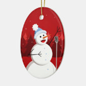 Happing Snowman Weihnachts-Custom-Text Keramikornament (Links)