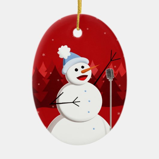 Happing Snowman Weihnachts-Custom-Text Keramikornament (Vorne)