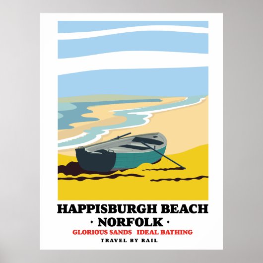 Happisburgh Beach Norfolk Reiseplakat Poster (Vorne)