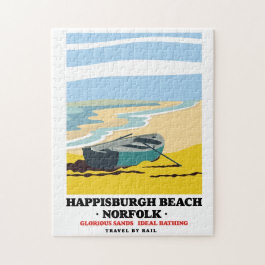 Happisburgh Beach Norfolk Reiseplakat Puzzle (Vertikal)
