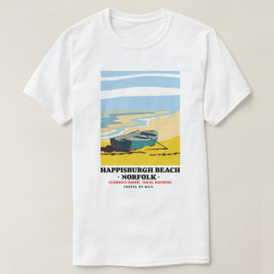 Happisburgh Strand Norfolk Reiseplakat T-Shirt