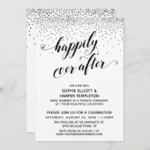 Happiy Ever höre Skript Silver Confetti Einladung (Vorne/Hinten)
