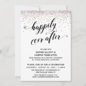Happiy Ever immer Hört Script-Rose Gold Confetti Einladung (Vorderseite)