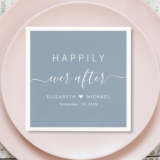 Happiy Ever nach Dusty Blue Wedding Serviette