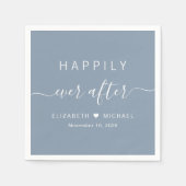 Happiy Ever nach Dusty Blue Wedding Serviette (Vorderseite)