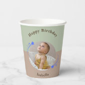 Happpy Birthday Star Green Brown Paper Cup Pappbecher (Rückseite)