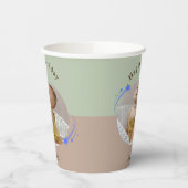 Happpy Birthday Star Green Brown Paper Cup Pappbecher (Links)