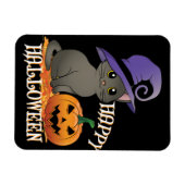 Happpy Halloween Cat mit Pumpkin Magnet (Horizontal)