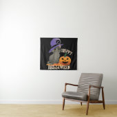 Happpy Halloween Cat mit Pumpkin Wandteppich (Beispiel (Horizontal))