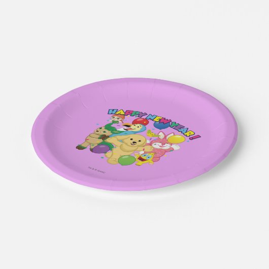 Happpy neues Jahr Pappteller (Schrägansicht)