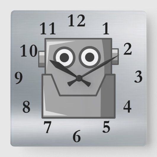 HAPPROBOT HEAD CLOCK QUADRATISCHE WANDUHR (Vorderseite)