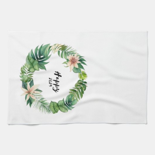 Happy2025Wreath Kitchen Handtücher (Horizontal)