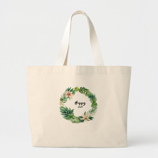 Happy2025Wreath Tote Tasche (Vorne)