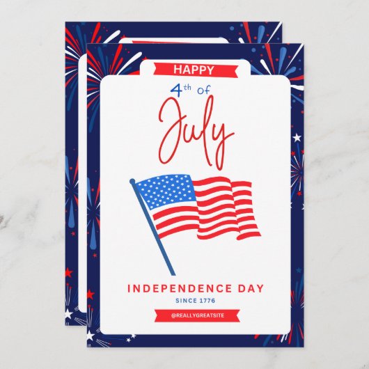 #Happy4*OfJulyIndependenceDayFlatHolidayCard Feiertagskarte (Vorne/Hinten)