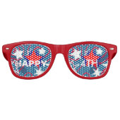 Happy4th Red White & Blue Stars Red Aviator Shades Partybrille (Vorderseite)