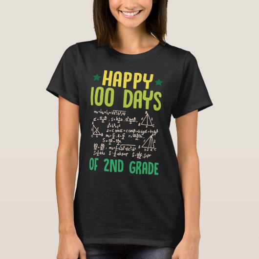 Happy 100 Days Of 2nd Grade Math Teacher Equations T-Shirt (Vorderseite)