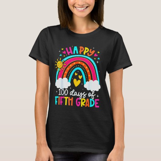 Happy 100 Days Of 5th Grade Kids Teacher 100th Day T-Shirt (Vorderseite)