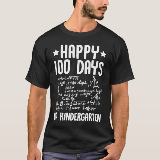 Happy 100 Days Of Kindergarten Math Teacher Equati T-Shirt (Vorderseite)