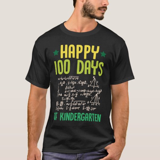 Happy 100 Days Of Kindergarten Math Teacher Equati T-Shirt (Vorderseite)