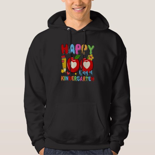 Happy 100 Days Of Kindergarten Pencil Apples Kids Hoodie (Vorderseite)