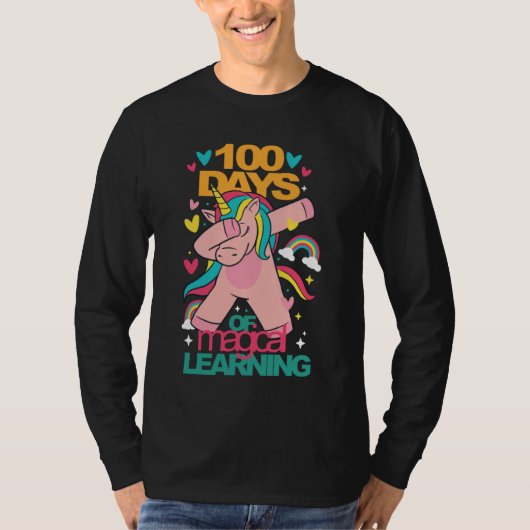 happy 100 days of magical learning unicorn teache T-Shirt (Vorderseite)